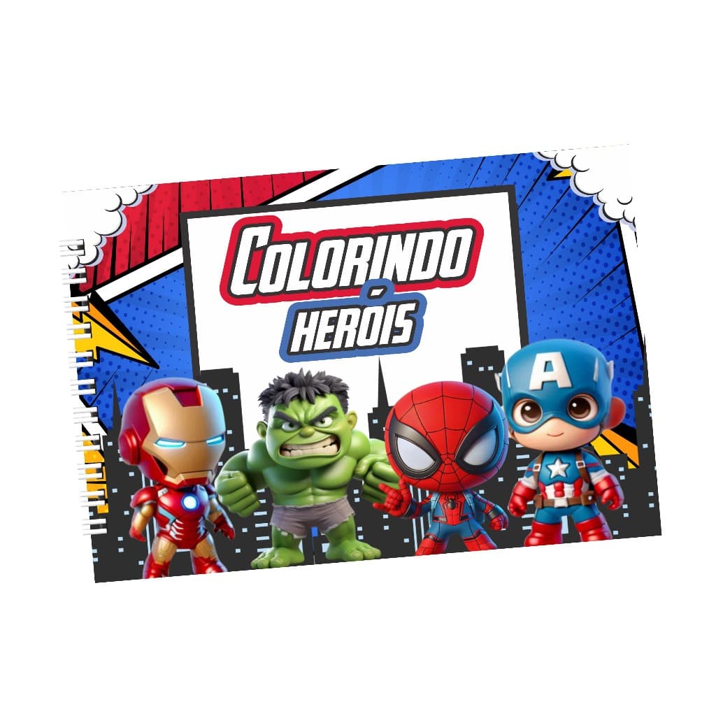 Livro de Colorir 15x21cm Vingadores Capa Dura Folha 120g Caderno de Colorir