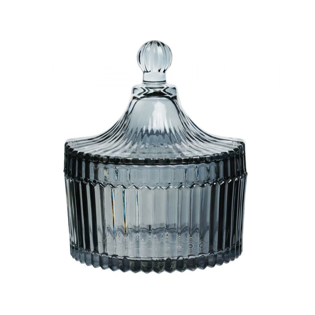 Pote Baleiro Vidro Cinza Transparente 12x10cm
