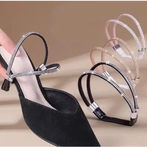 Cinto de fixação Strass Sapato salto alto Cadarço Anti-queda Correias salto feminino Broca Elástico