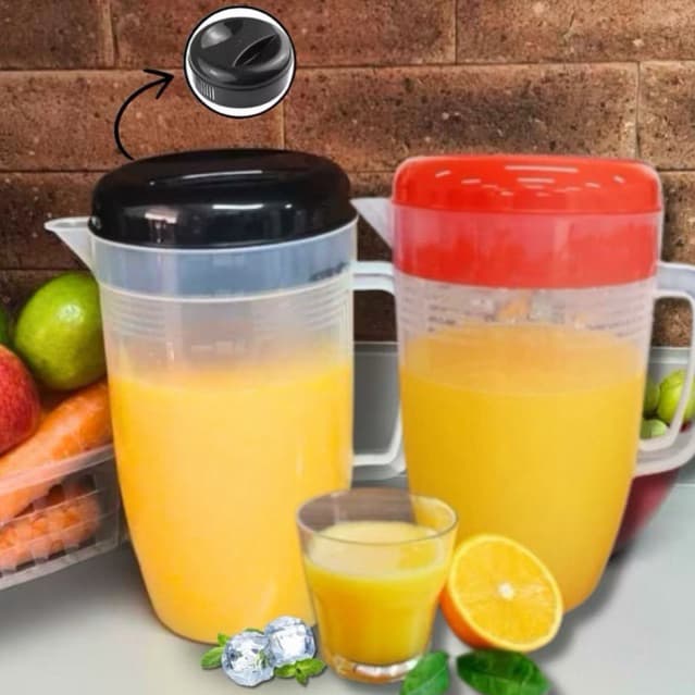 Jarra de Plástico 4 e 2  Litros Com Tampa Uninjet  Grande Resistente Cozinha Bar Restaurante Casa Domestico Multiuso