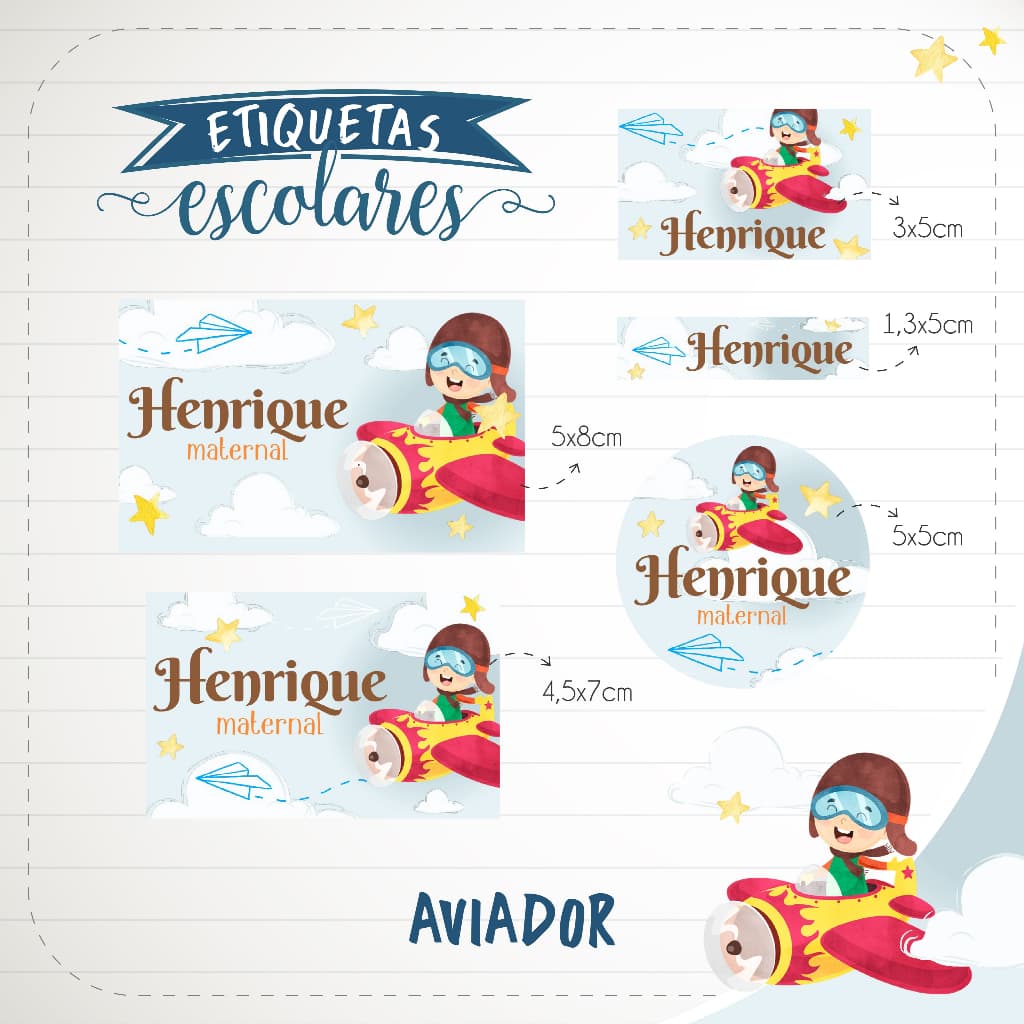 Kit 100 Etiqueta Escolar Adesiva Personalizadas - Diversos Temas