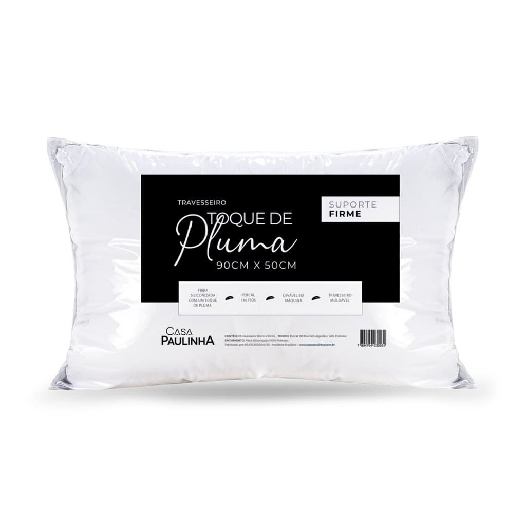 Travesseiro Percal 180 Fios Firme Toque De Pluma 90cm x 50cm