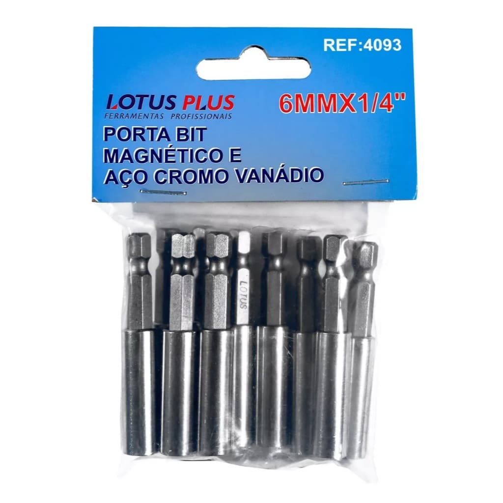 Alongador Extensor Porta Bit Magnético 60mm 1/4'' 10 Peças