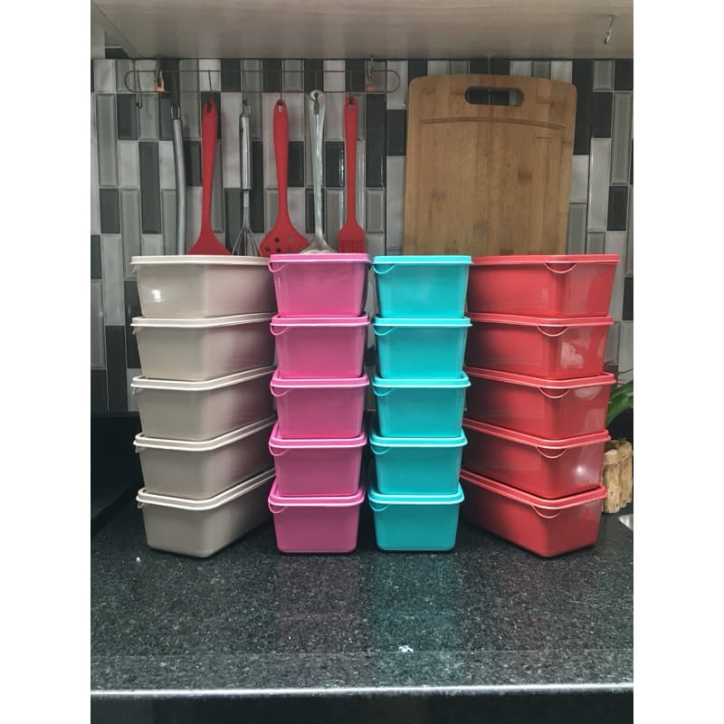 Kit conjunto jogo de potes 10 POTE retangular com tampa organizador de alimentos marmitas microondas