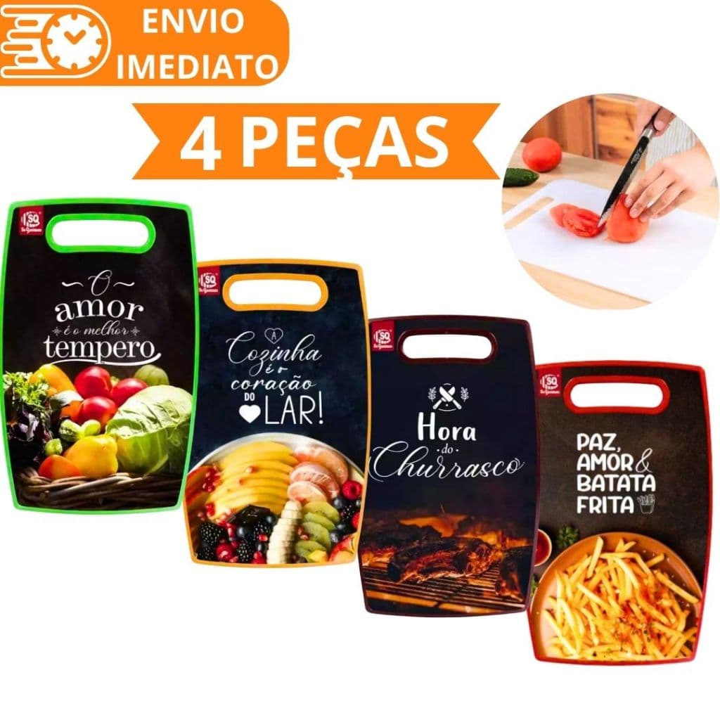 KIT 4 Tábua Para Corte GRANDE 36cm de Carne Legume Fruta Verdura de Plástico Para Casa Cozinha Restaurante Buffet