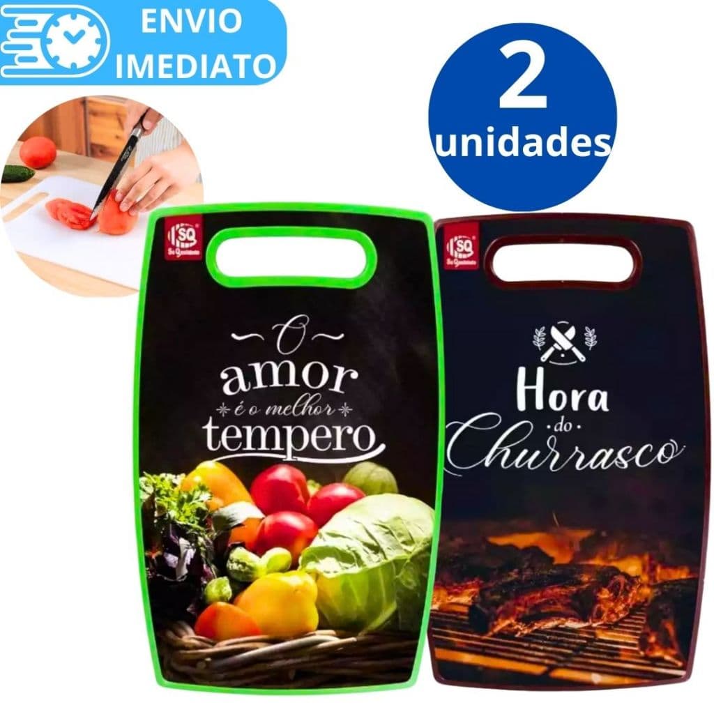 KIT 2 Tábua com Estampa Para Corte GRANDE de Carne Legume Fruta Verdura de Plástico Para Casa Cozinha Restaurante Buffet