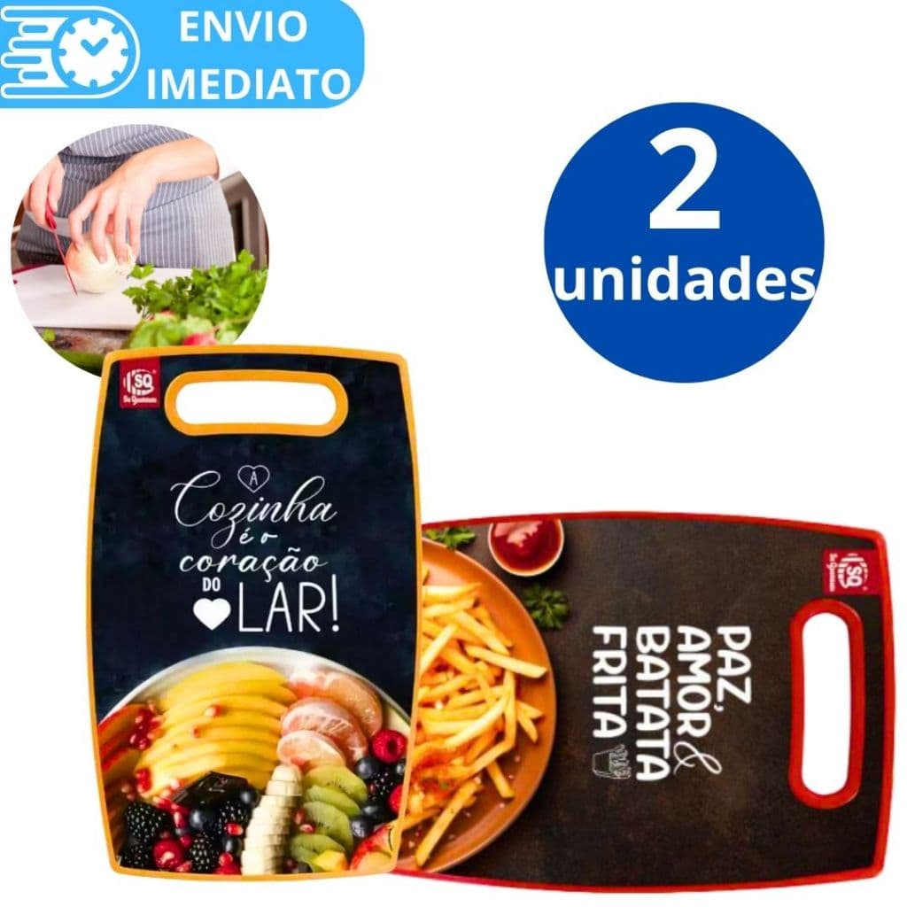 KIT 2 Tábua com Estampa Para Corte 36 cm de Carne Legume Fruta Verdura de Plástico Para Casa Cozinha Restaurante Buffet