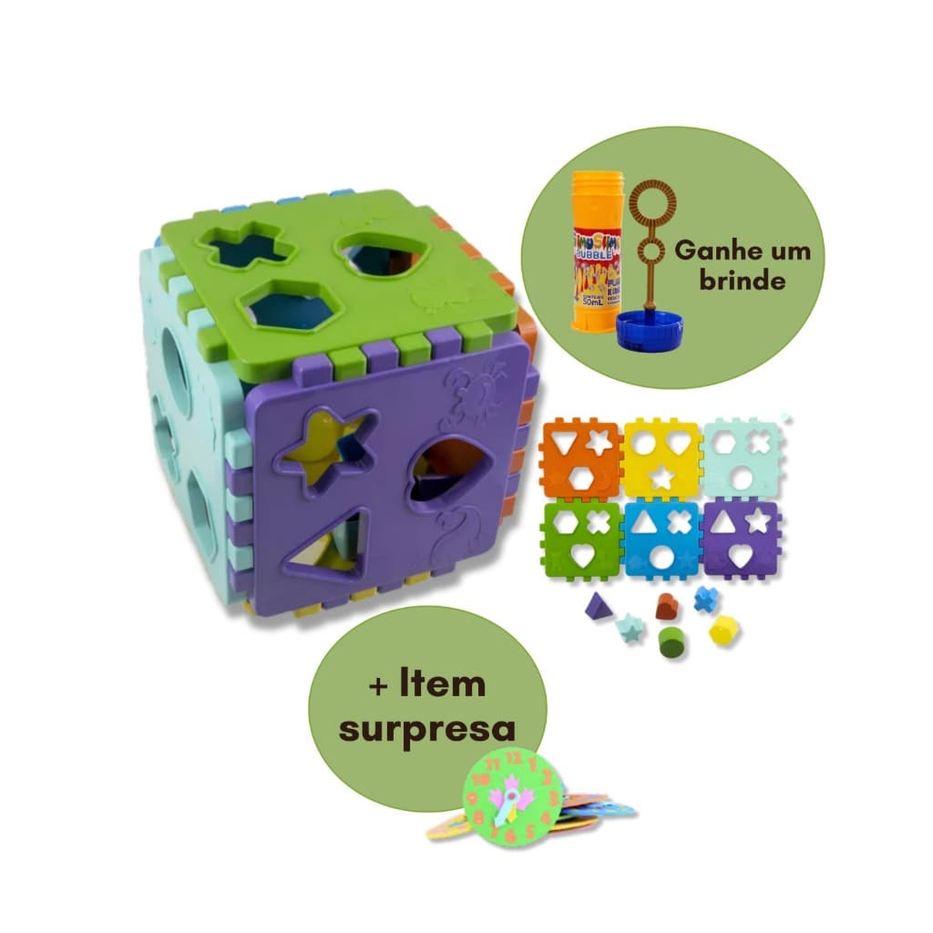 Kit Brinquedo Cubo Didático Educativo Infantil Com Item Surpresa e Brinde de Presente de Natal