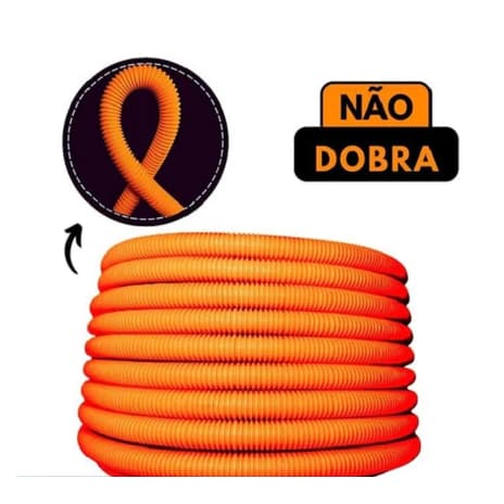 Conduíte Corrugado Laranja  pergon 1 Polegada X 25m - Pead - Eletroduto REFORÇADO