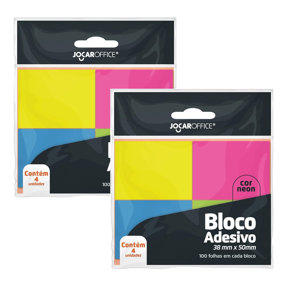 Kit 02 UND Bloco De Notas Neon 38x50mm Bloco Adesivo Anotações Colorido Post It 400 Folhas
