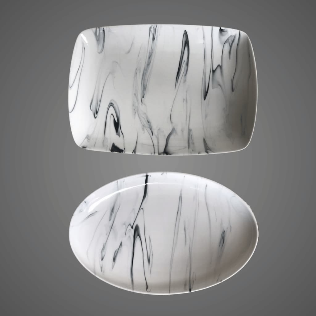 Travessa Refratária Retangular Marble Porcelana 30cm