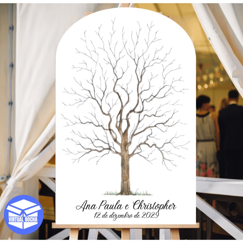 Quadro Decorativo Placa Ponta Arredondada Arvore Digital Casamento Decoração MDF
