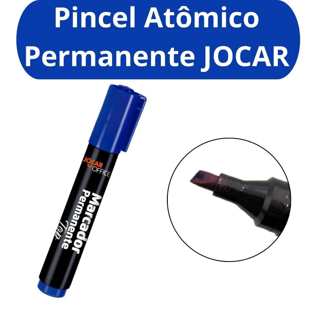 Pincel Atomico Permanente Azul Ponta Chanfrada Jocar Marcador Permanente Canetão