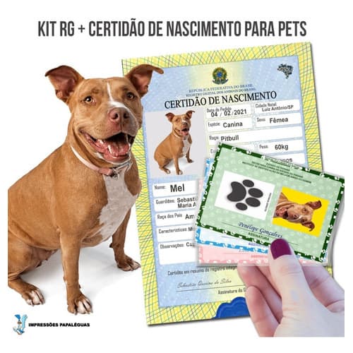 Certidão De Nascimento Pet E Rg Pet - Kit
