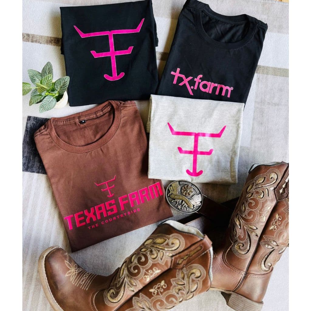 Kit de Camisetas Femininas 4 Peças Baby Look Estilo Country Texas Boiadeira 100% Algodão