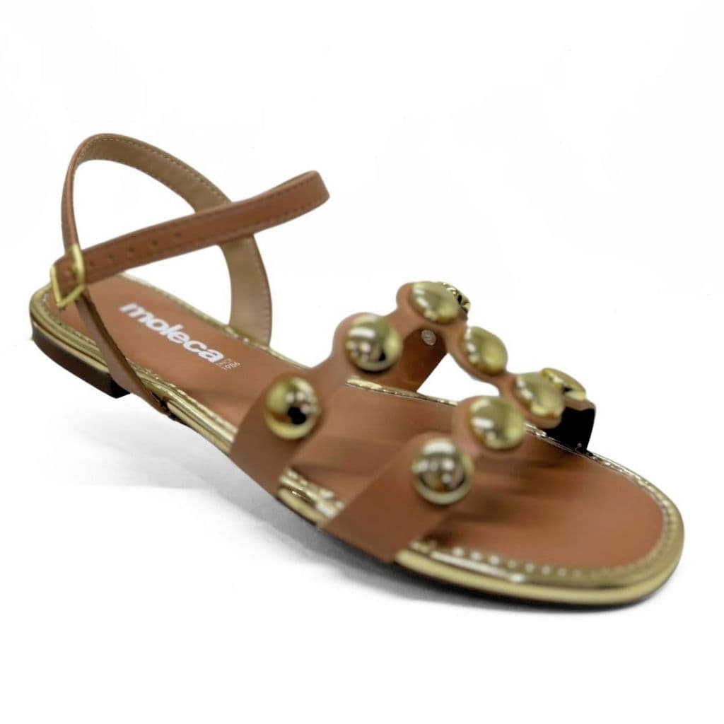 Sandália Feminina Moleca Nude Napa Turim Metal Glamour 5435.550