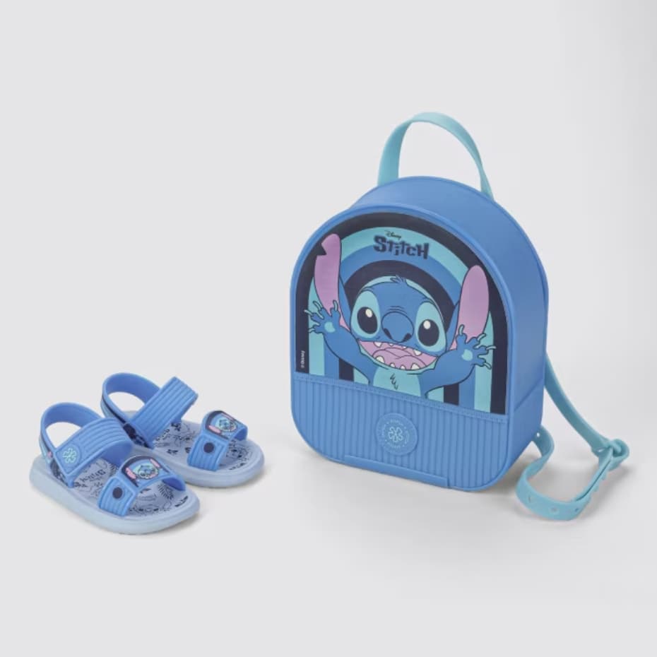 Sandália Infantil Disney Grendene Kids Com Mochila Personagem Stitch Confortável Original 23078