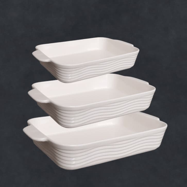 Travessa Assadeira Refratárias Alça Porcelana Branca 25,5cm ou 30,5cm ou 36cm