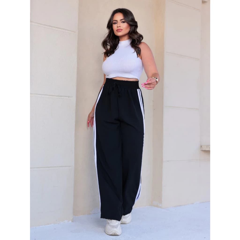 Calça com listra na lateral - Tecido Marrant