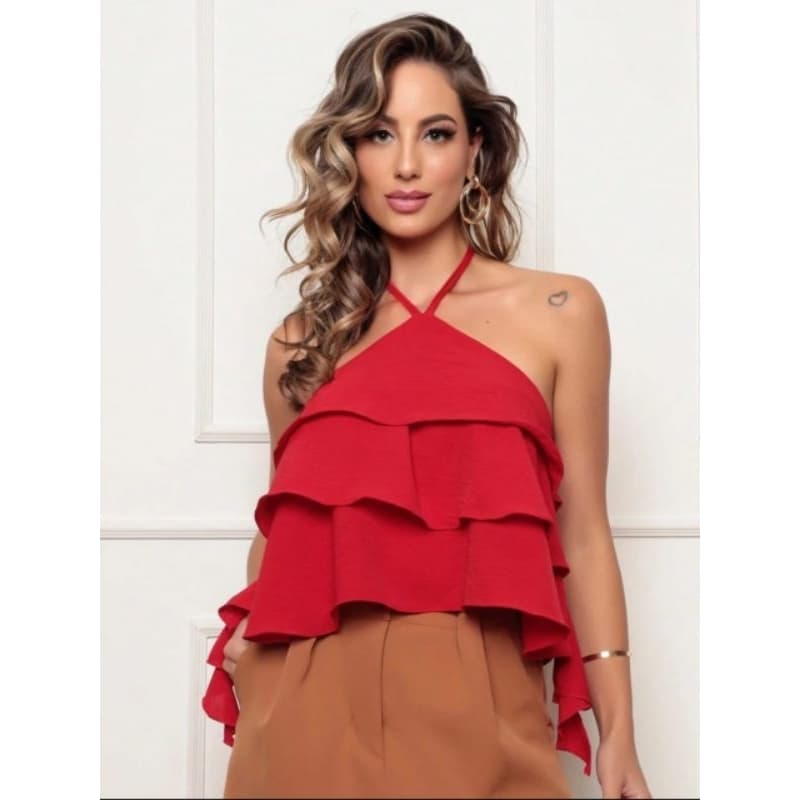 Blusa feminino tecido Duna 3 babado