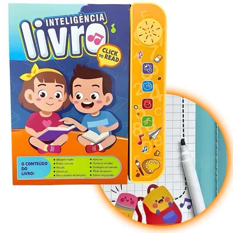 Brinquedo Livro Infantil Eletrônico Musical "Inteligente, Click to Read" - Bilingue