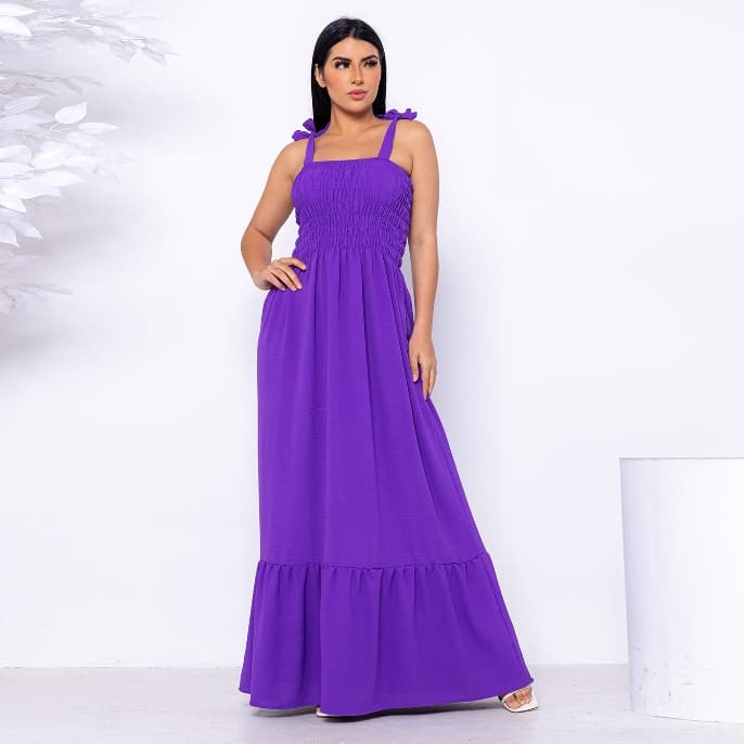 Vestido Longo Alçinha Moda Tecido Duna Com Latex