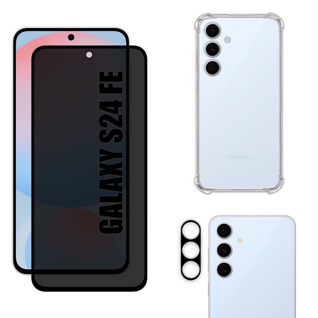 Kit Para Galaxy S24 FE 5G | Película de Privacidade Fosca - Capa Anti Shock - Película da Câmera 3D