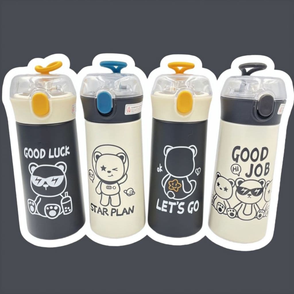 Garrafa Térmica 380ML/500ML Infantil Cosmonauta Urso Com Canudo Para Escola