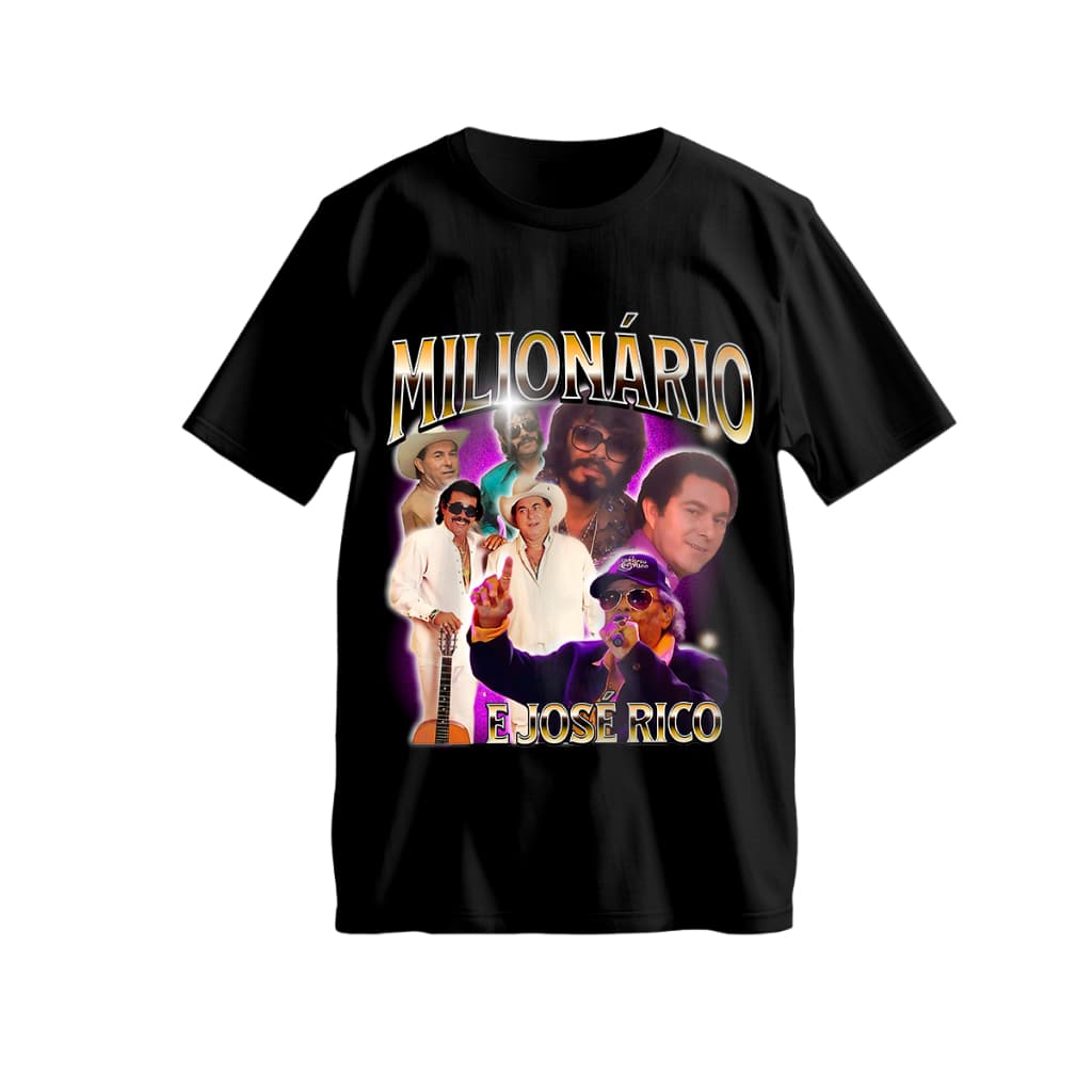 Camiseta Milionário E José Rico Longa Estrada Da Vida  Modão Raiz Dupla Marcante 100% Algodão
