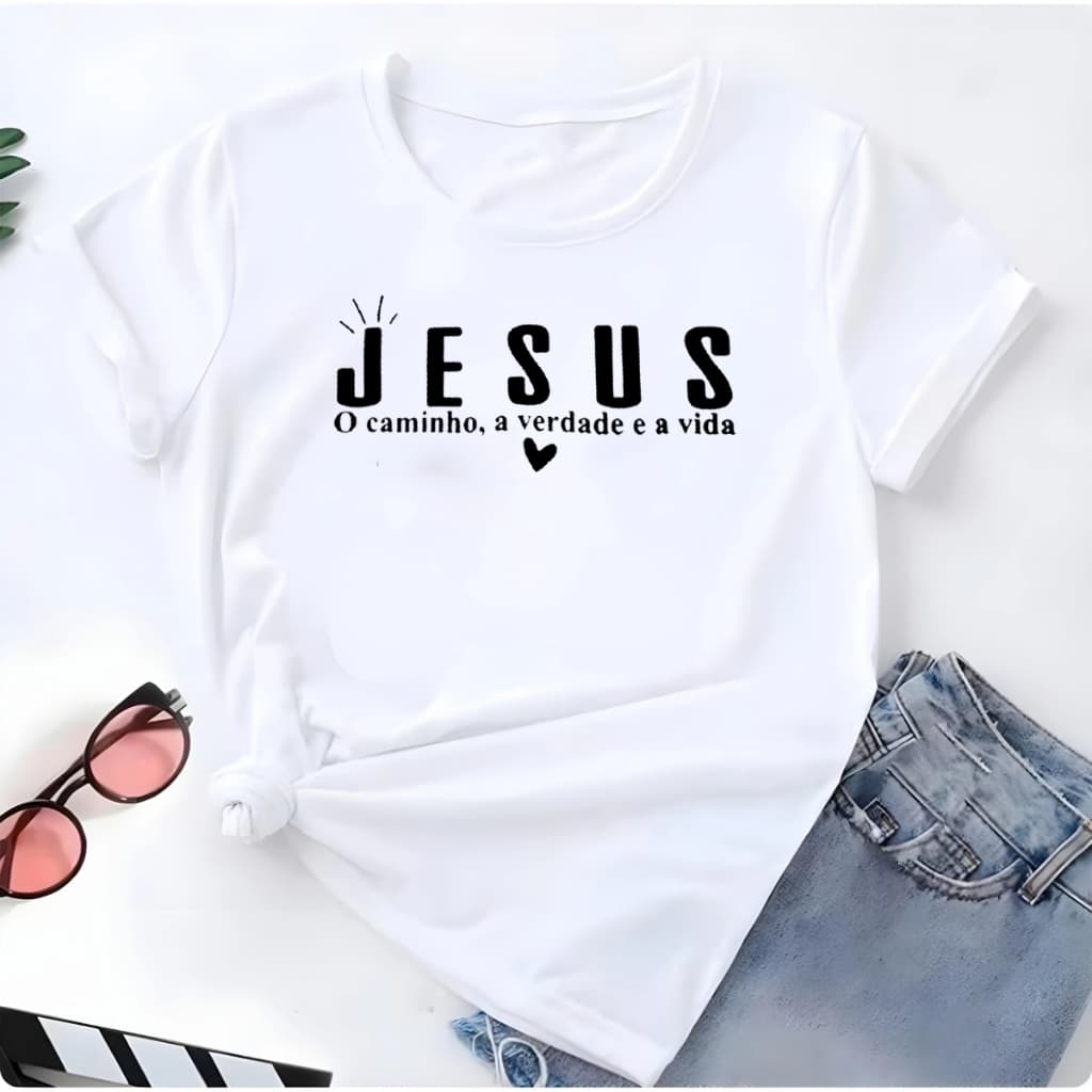 T-shirt Blusa Linda Jesus O Caminho A Verdade E A Vida Camiseta Feminina Camisa