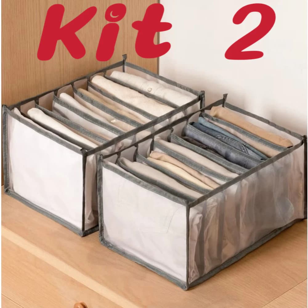 Kit 2 Organizador de gaveta de guarda-roupa 36x25x20 cm com 7 divisórias  Luca Fashion