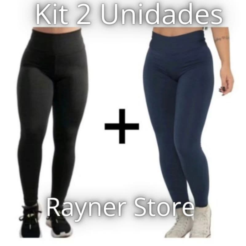 kit 2 Calças Leg Suplex Fitness Preta Azul Cinza Bordo ou estampadas