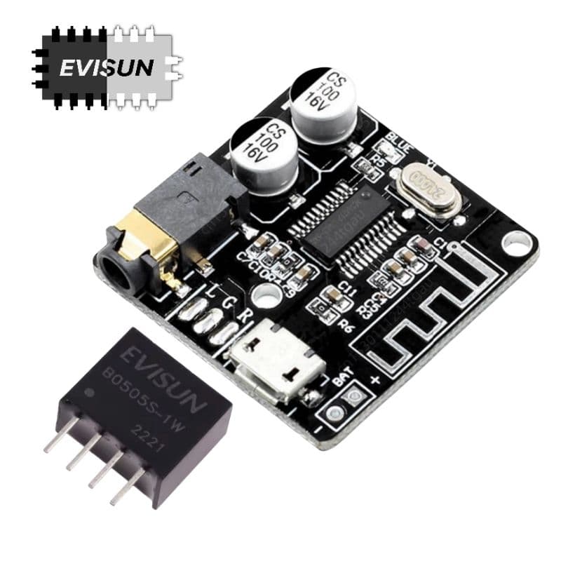 Mini Módulo Placa Receptor Bluetooth 5.0 + Isolador B05505 5V Áudio MP3 Som P2 Micro USB