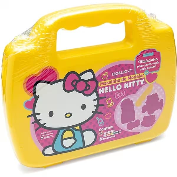 Massa de Modelar Hello Kitty, Maleta com 10 cores, Leonora - KT 1 UN