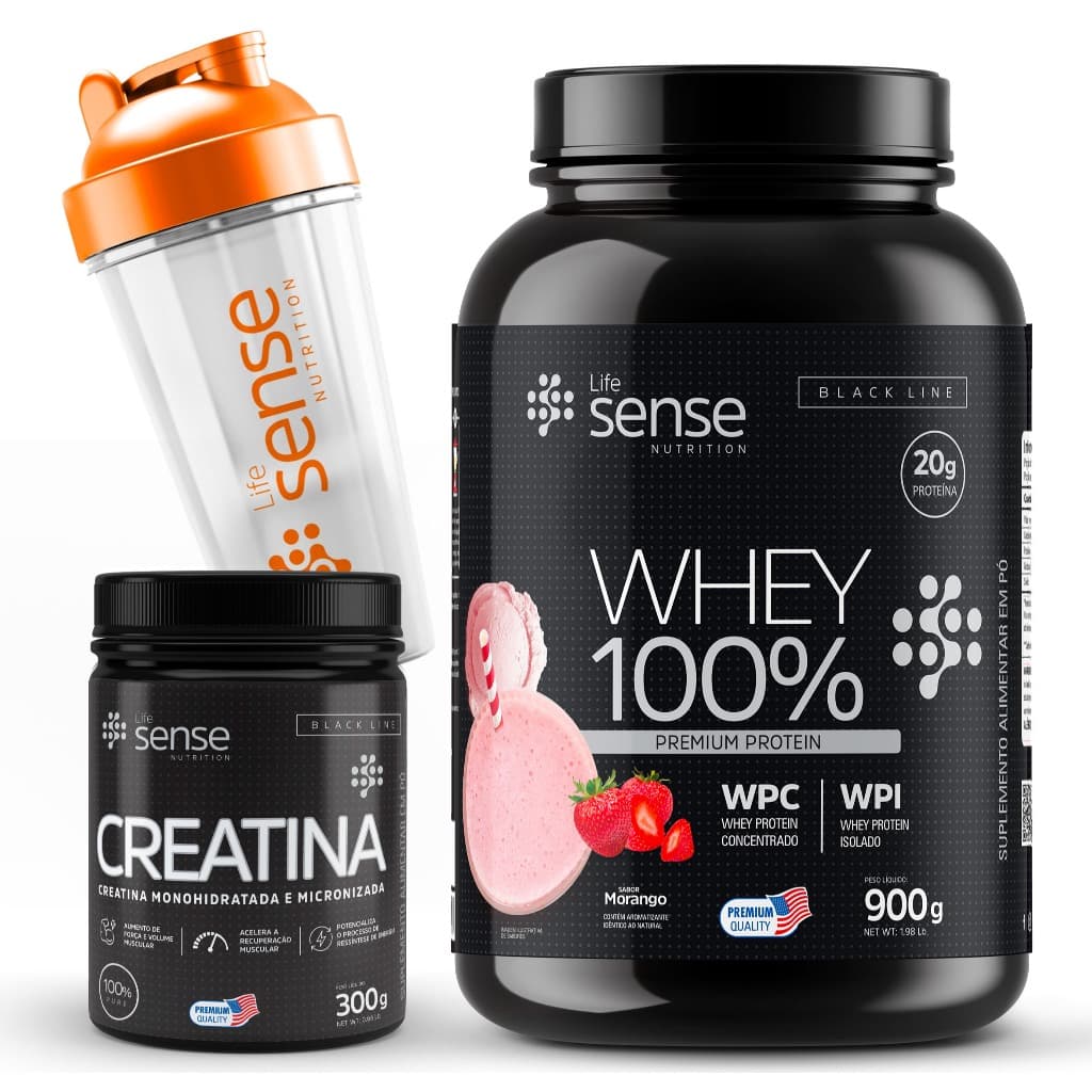 Kit Turbo Whey Gourmet 100% + Creatina 300gr + Coqueteleira - Life Sense Nutrition