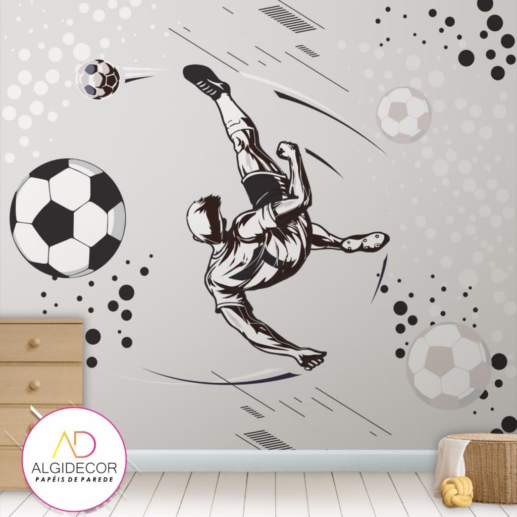 Papel de parede Adesivo Futebol bola cinza Algidecor *SOB MEDIDA* / VALOR DE ACORDO M2 / INFORMAR ALTURA X LARGURA