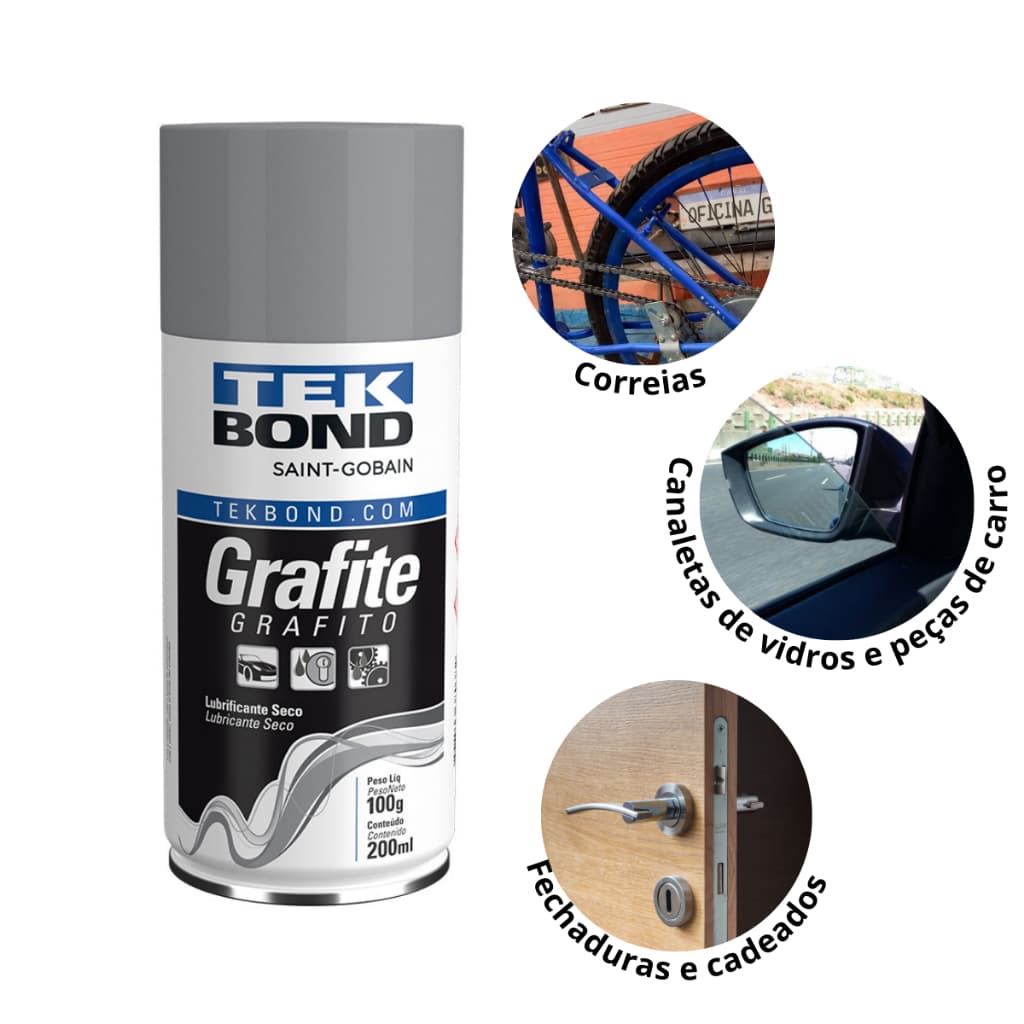 Grafite em Spray Lubrificante Seco 100g/200ml Tekbond