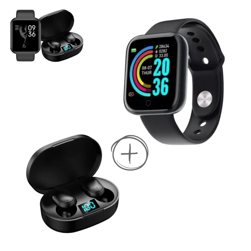 Kit Smartwatch Relógio Inteligente + Fone De Ouvido Sem Fio.