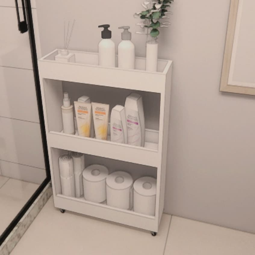 Armário para  Banheiro, Toalheiro, Maquiagem 3 Prateleira BRANCO
