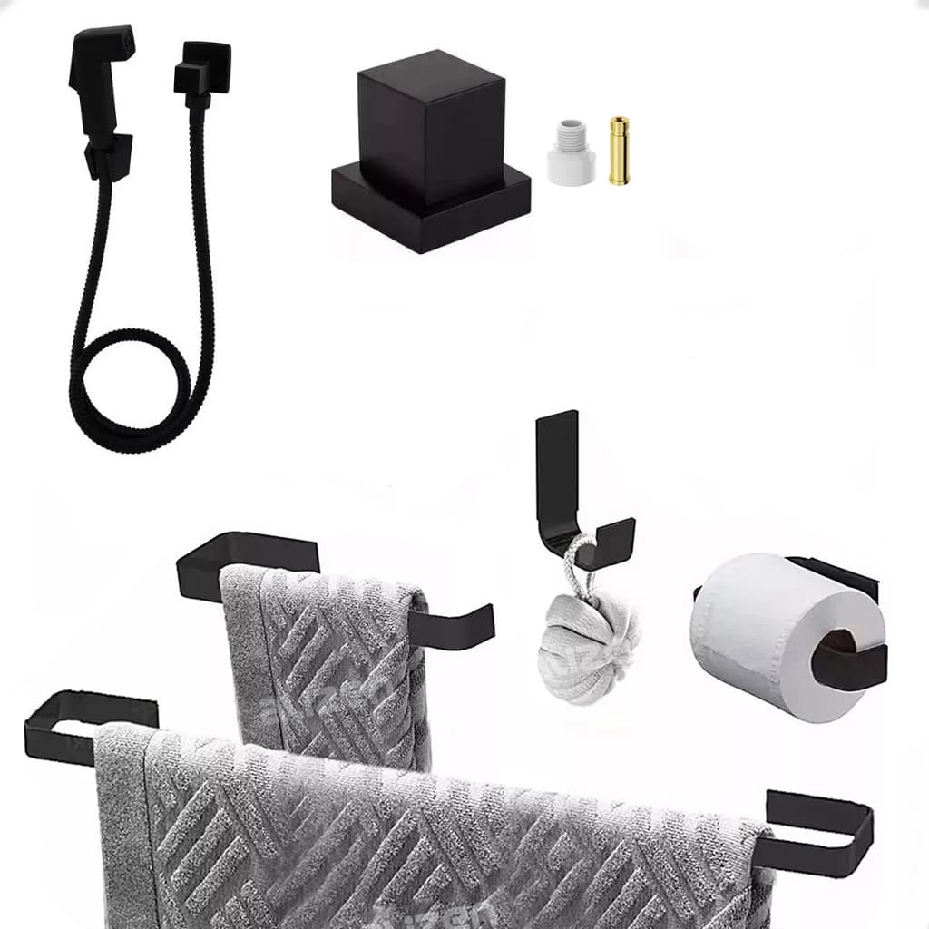 Kit Acessórios Banheiro Quadrado Ducha Higiênica Metal Acabamento de registro com conversor Fabrimar