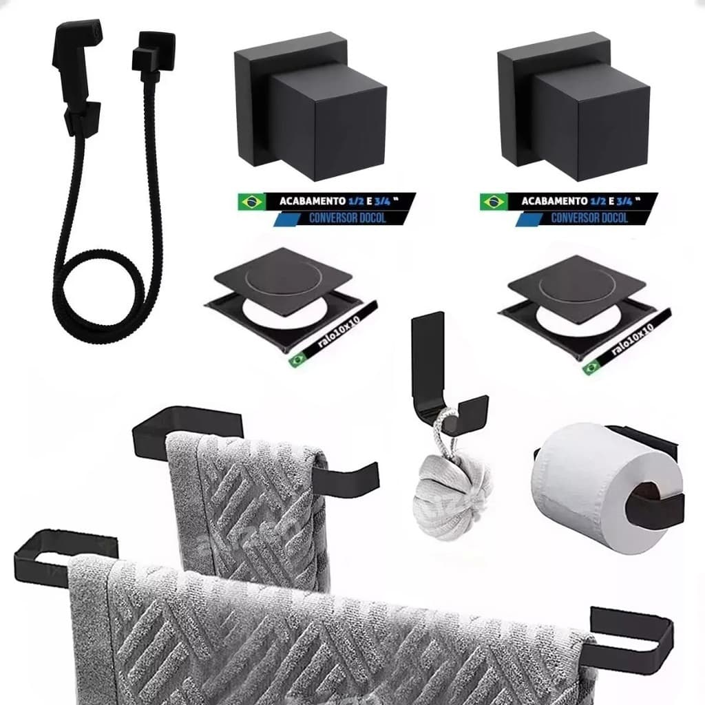 Kit Banheiro Acabamentos de registro para Base Docol com Ducha Higiênica