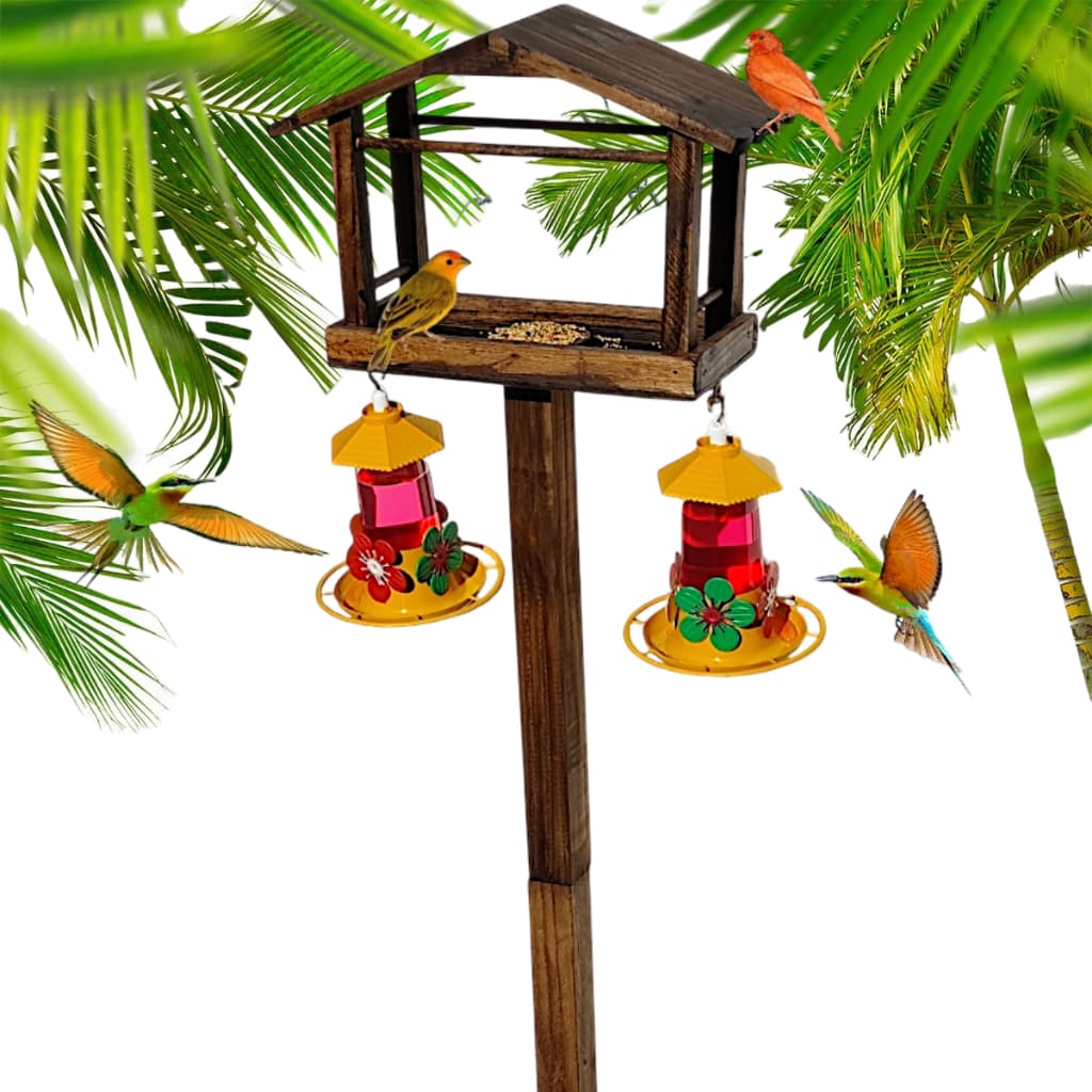 Casa De Passarinho Comedouro E Bebedouro Para Jardim Eco