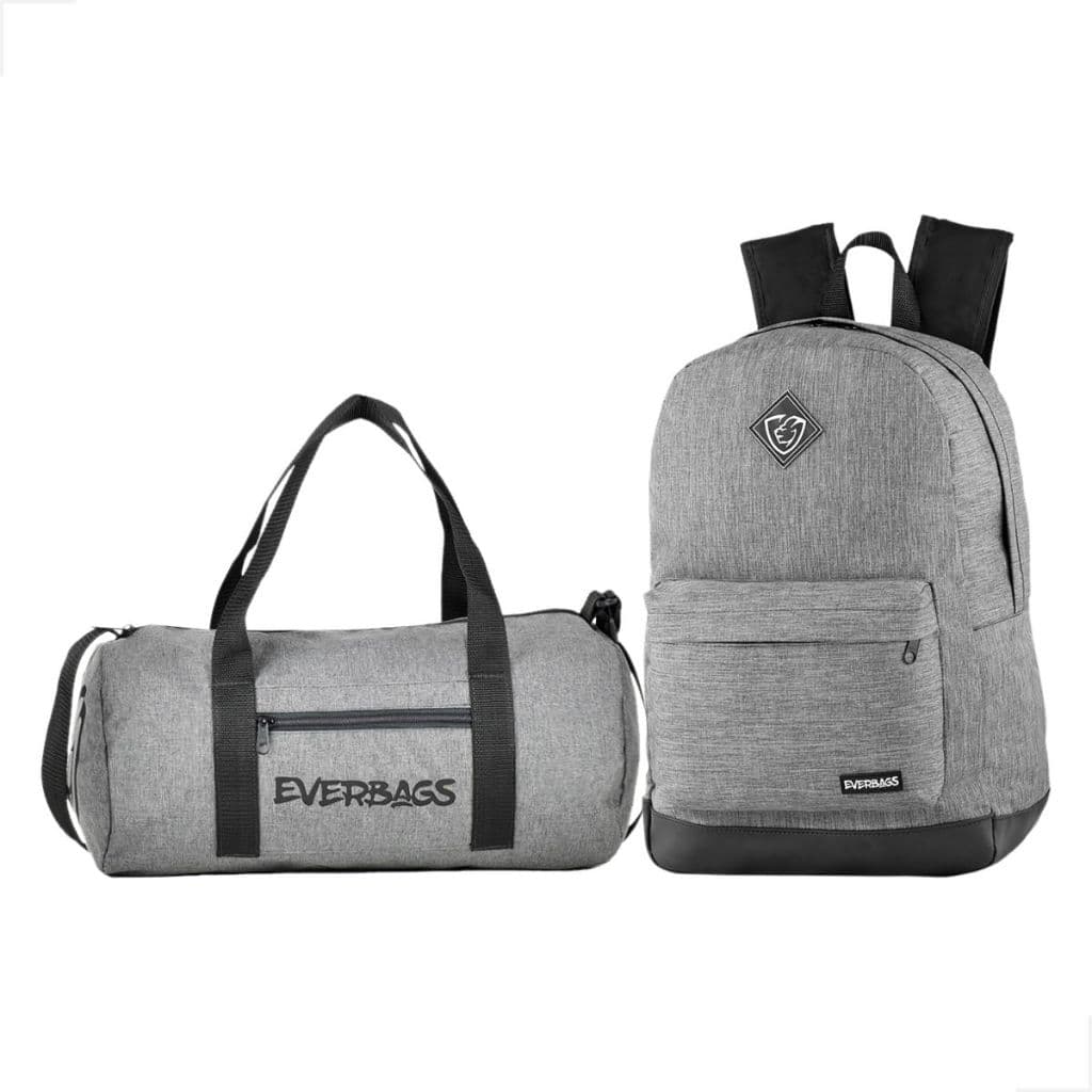 Malinha Cinza mescla + Mochila Cinza Mescla