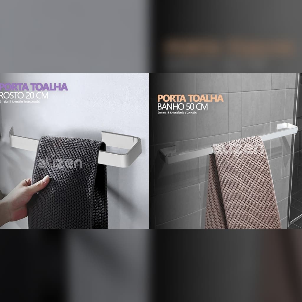Porta Toalha de Banho + Porta Toalha de Rosto Quadrado  Luxo para Banheiro / Lavabo