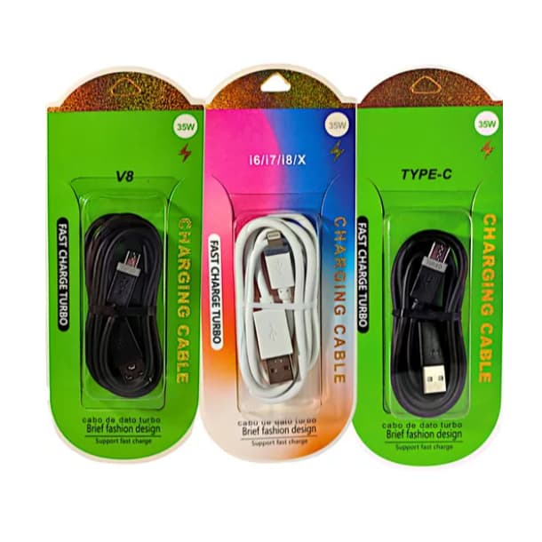 kit 10/6 Cabo de Dados e Carga Turbo v8/tipo c/ iPhone  - 1m