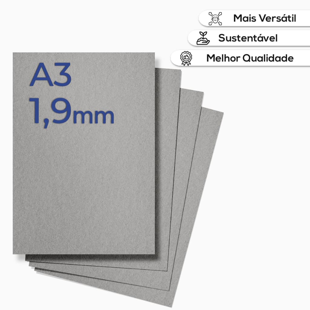 PAPELÃO PARANÁ CINZA A3 HOLLER 10 PLACAS 1,9mm #Artesanato#Agendas#Criatividade