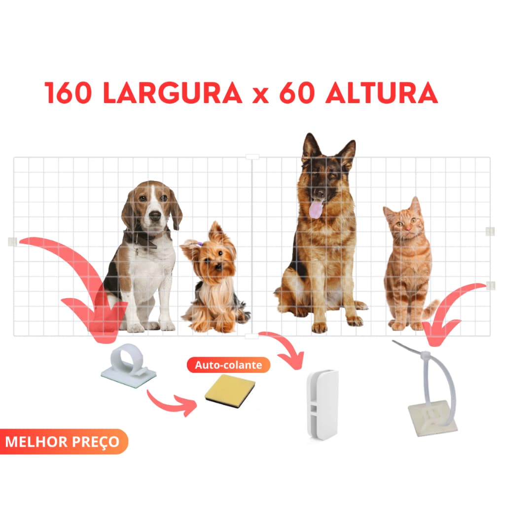Portão Para Cachorro Portãozinho Pet Cercadinho Pra Cão Tela Limitador De Passagem Fixo