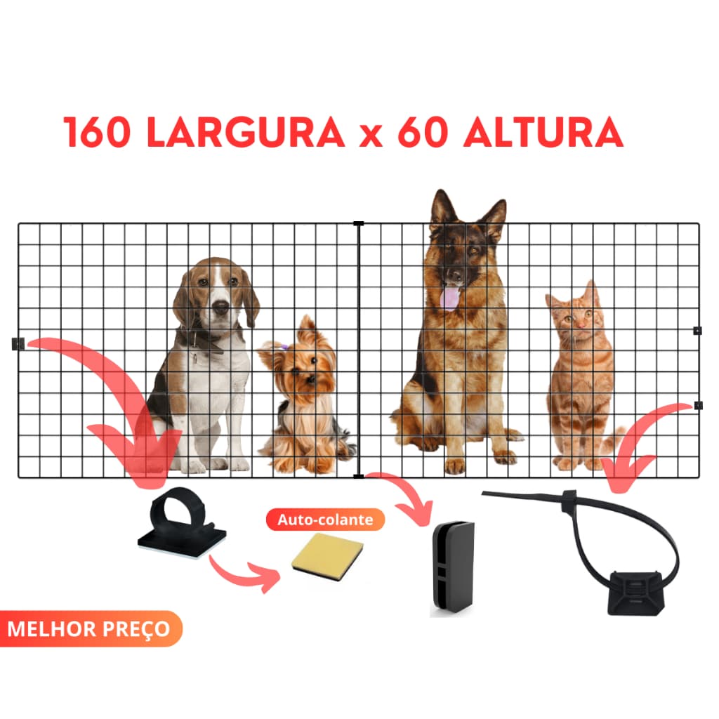 Portão para Pet Cachorro Grade Cachorro Cercado 2 Módulos De 60x80