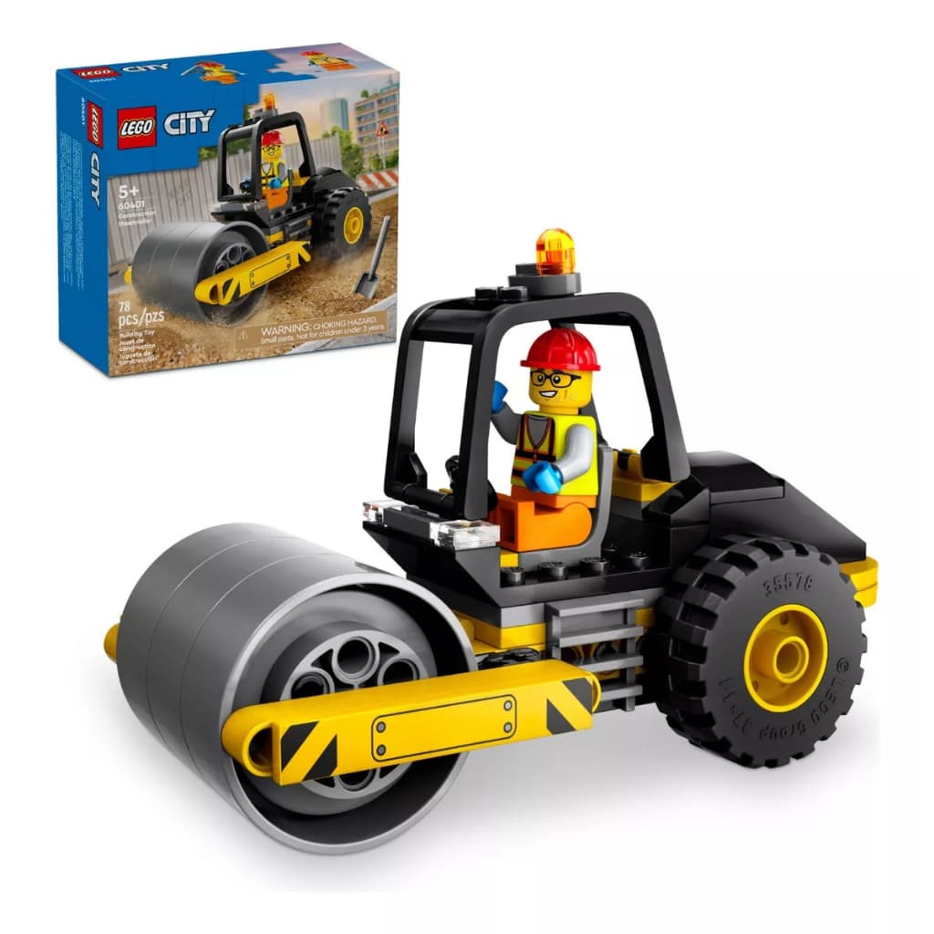 Lego City Rolo Compressor De Construção 72 peças - Original Lego 60401 - Conjunto de Blocos de Montar