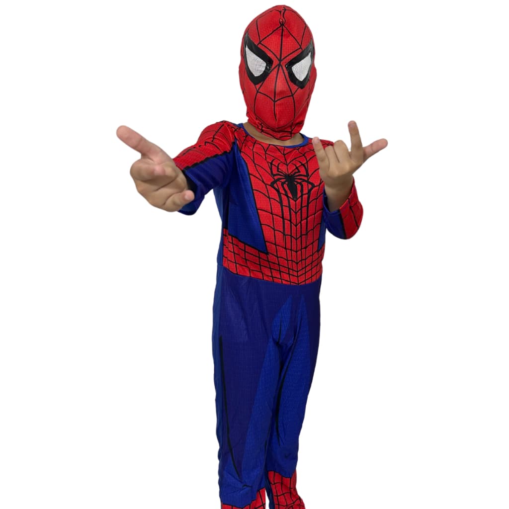 Roupa Infantil Fantasia Longa Com Enchimento Homem-aranha C/ Mascara De Pano